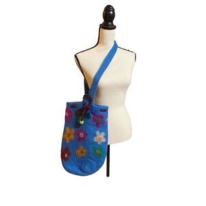 FELTED wool floral crossbody shoulder bag